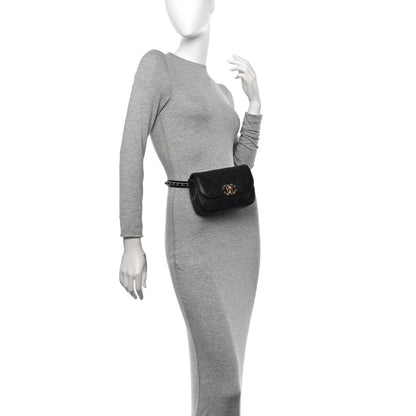 Chanel Lambskin Quilted Chain Infinity Waist Belt Bag Black 2 of 10