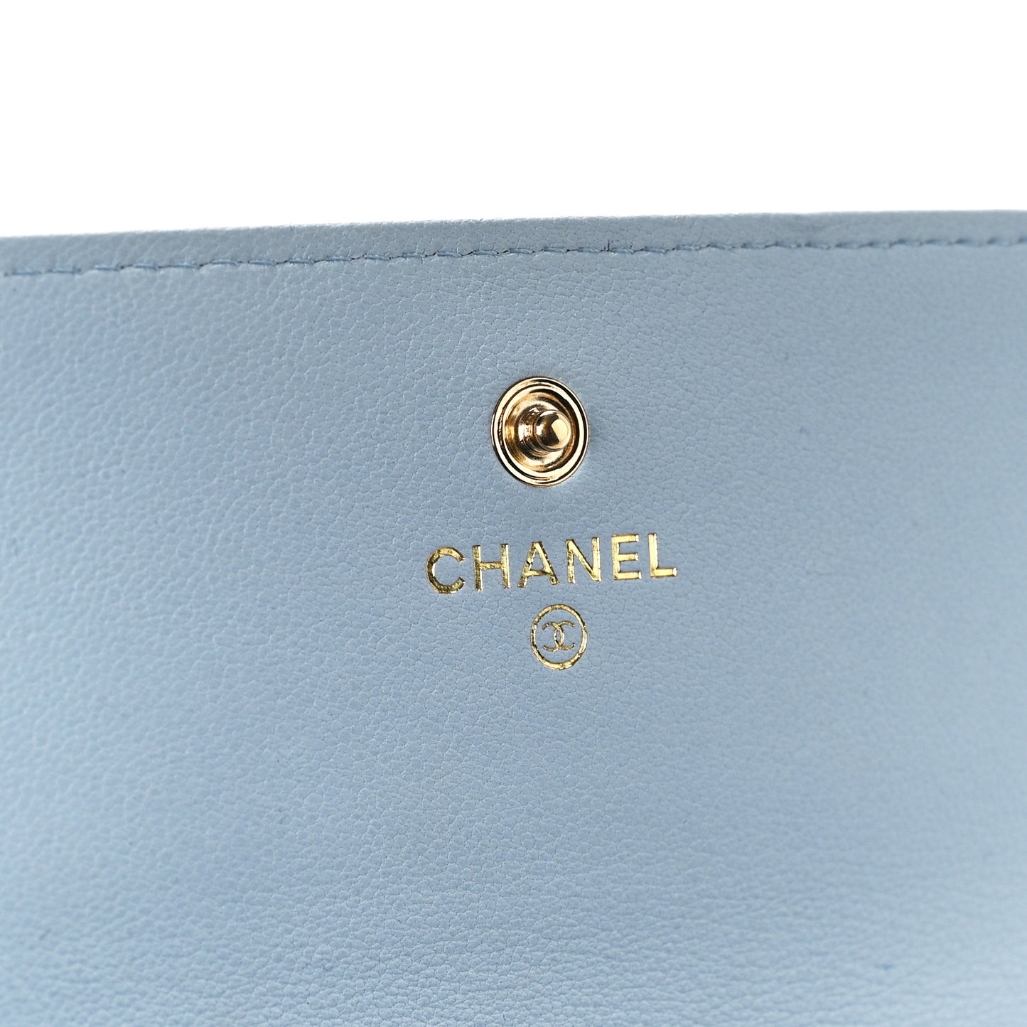 Lambskin Quilted Chanel 19 Flap Wallet Light Blue