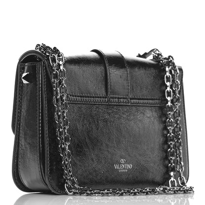 Valentino Garavani Craquele Calfskin B-Rockstud Flap Black 3 of 8