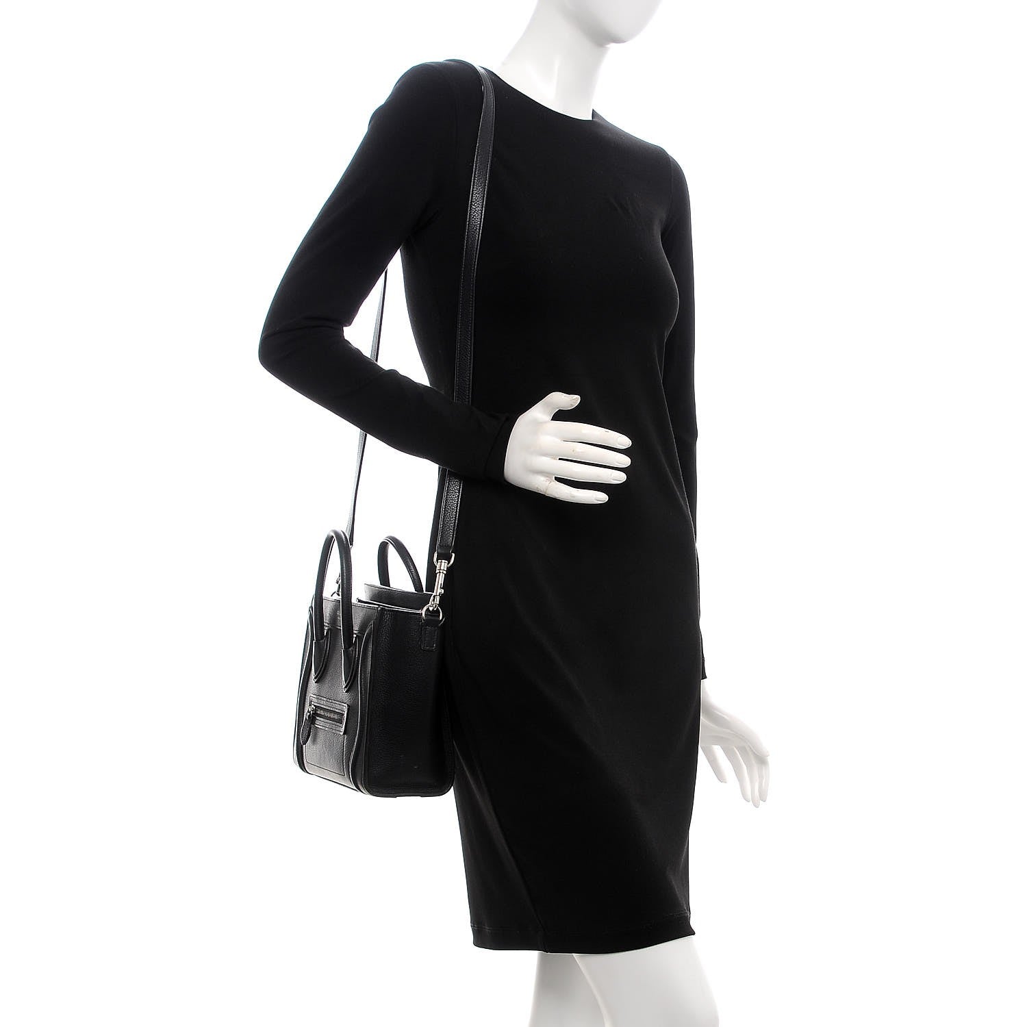 Celine Drummed Calfskin Nano Luggage Black 2 of 16