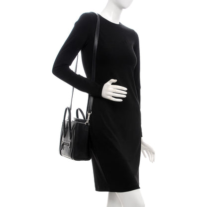 Celine Drummed Calfskin Nano Luggage Black 2 of 16