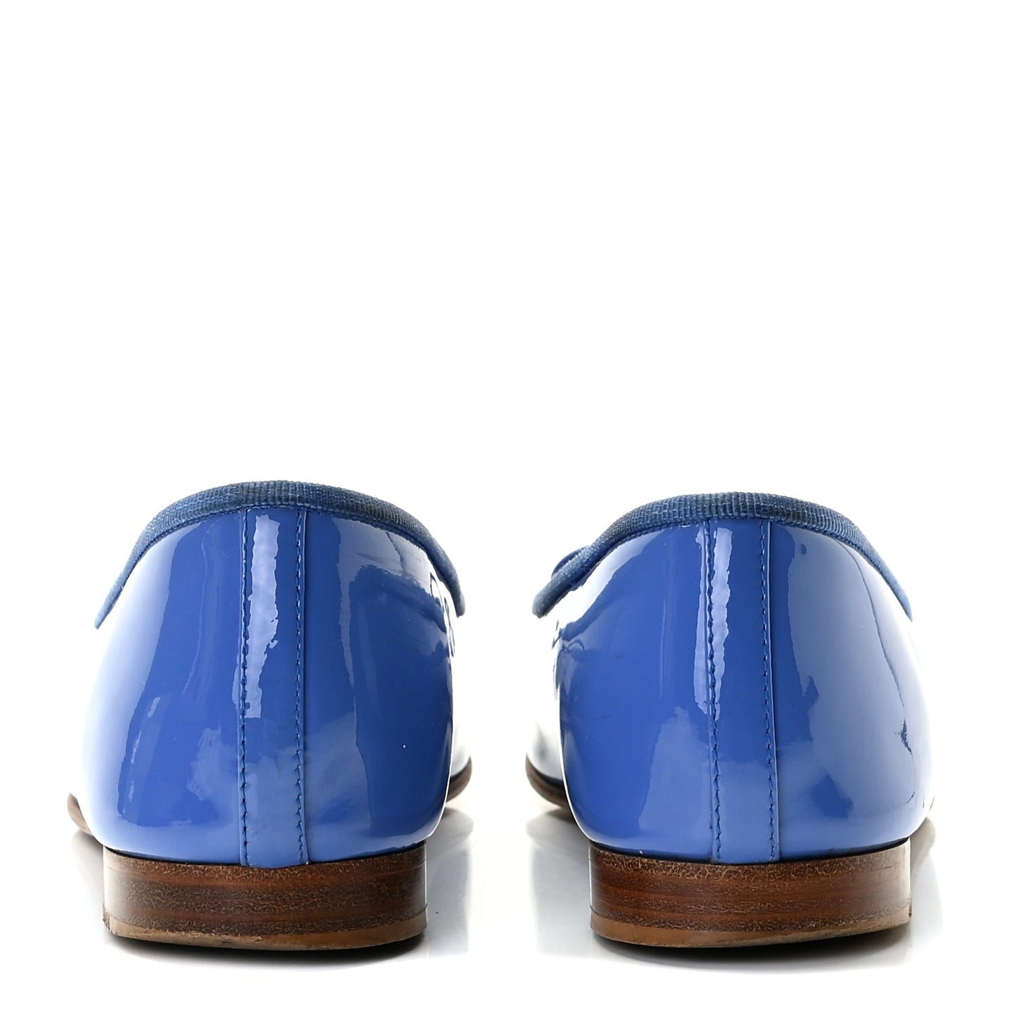 Patent Calfskin CC Cap Toe Ballerina Flats 35.5 Blue