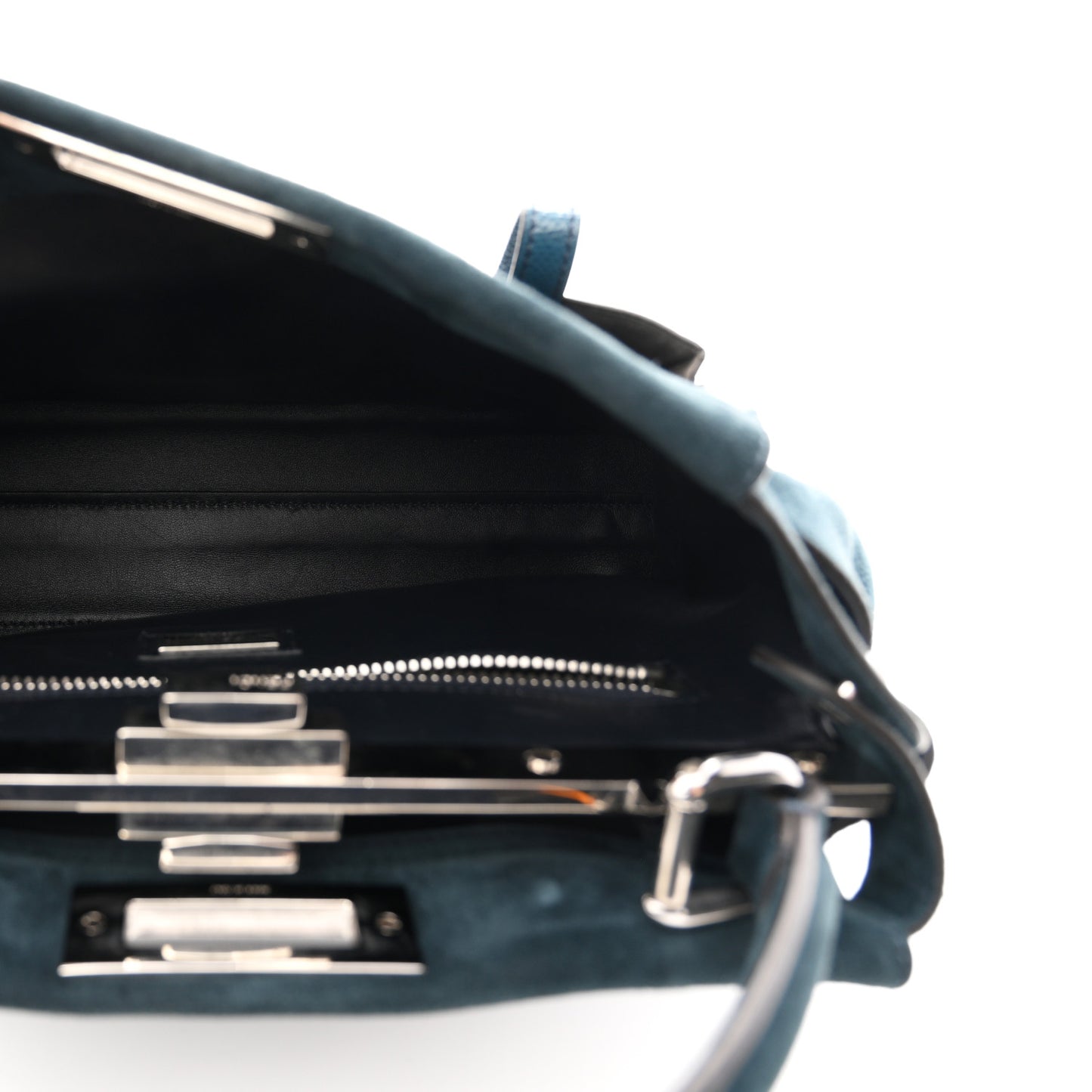 Chamois Karung Shiny Nappa Medium 3 Pocket Peekaboo Iconic Satchel Cobalto Petrolio