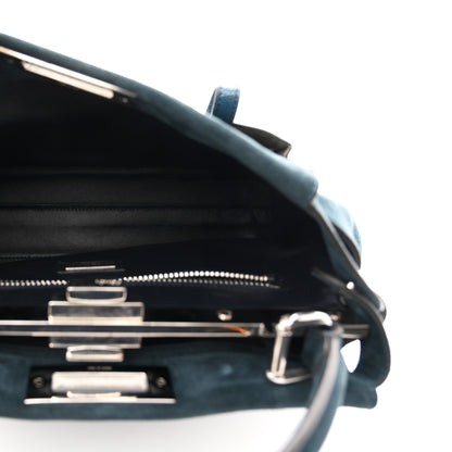 Fendi Chamois Karung Shiny Nappa Medium 3 Pocket Peekaboo Iconic Satchel Cobalto Petrolio 5 of 10