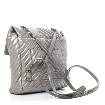 Chanel Iridescent Calfskin Chevron Quilted Small Urban Spirit Backpack Silver 2 of 5