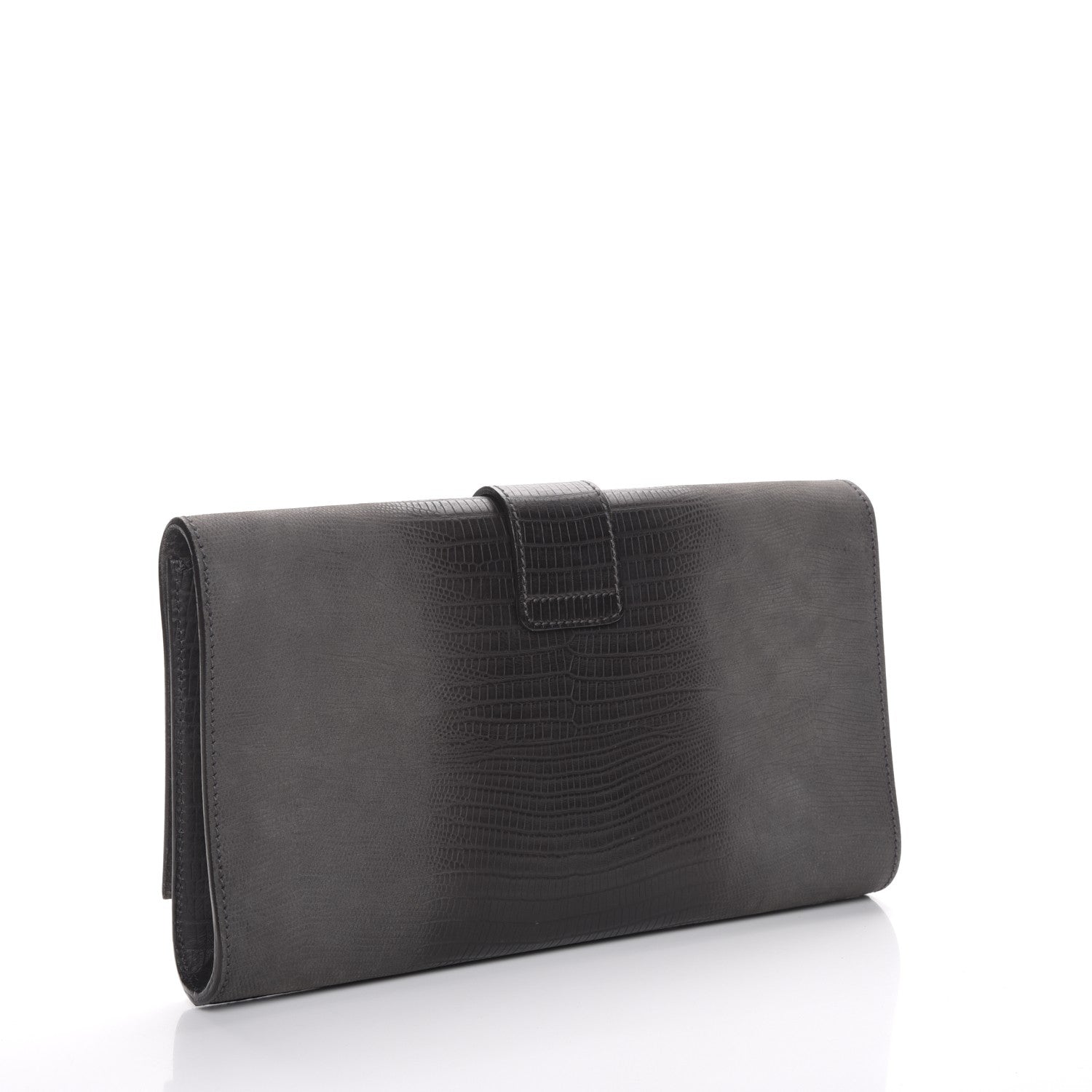 Saint Laurent Lizard Calfskin Embossed Classic Y Ligne Clutch Grey 3 of 7
