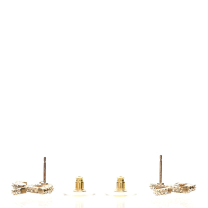Chanel Crystal CC Earrings Light Gold 3 of 4