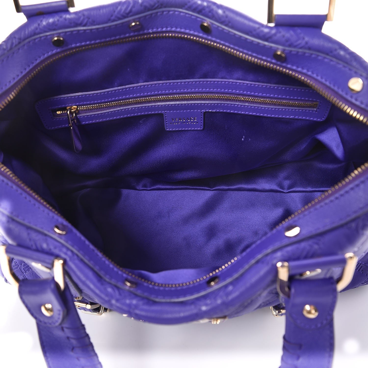 Versace Calfskin Satchel Violet 6 of 8