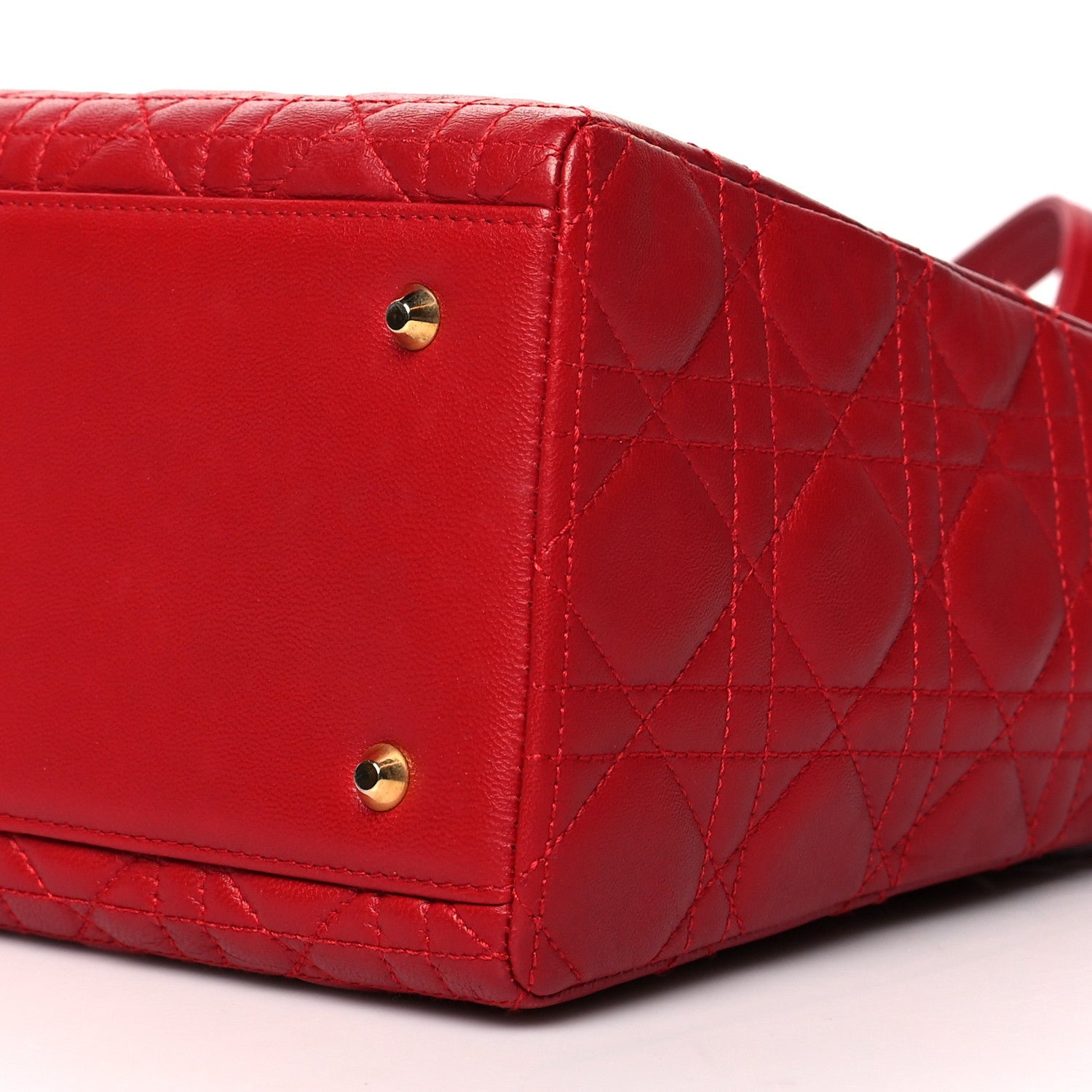 Christian Dior Lambskin Cannage Medium Lady Dior Red 9 of 14