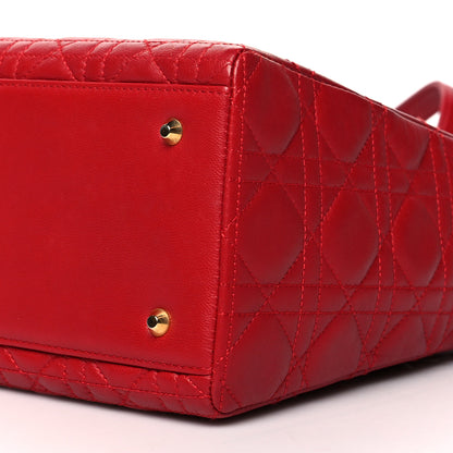 Christian Dior Lambskin Cannage Medium Lady Dior Red 9 of 14
