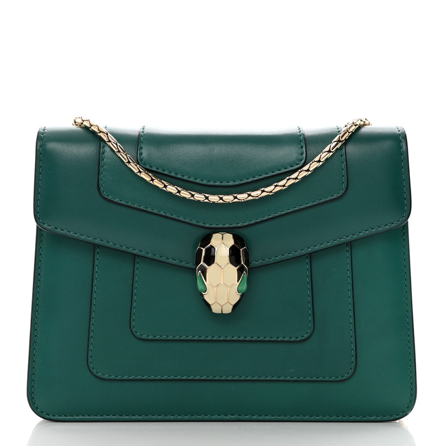 Calfskin Small Serpenti Forever Snake Strap Crossbody Bag Emerald Green
