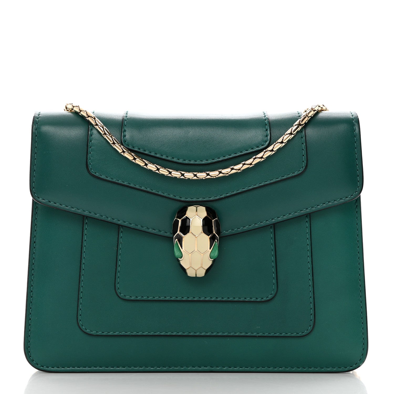 Bulgari Calfskin Small Serpenti Forever Snake Strap Crossbody Bag Emerald Green 1 of 11