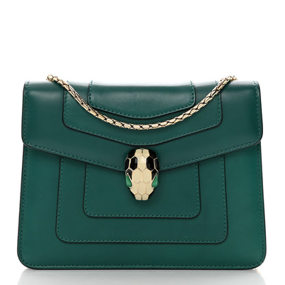 Bulgari Calfskin Small Serpenti Forever Snake Strap Crossbody Bag Emerald Green 1 of 11