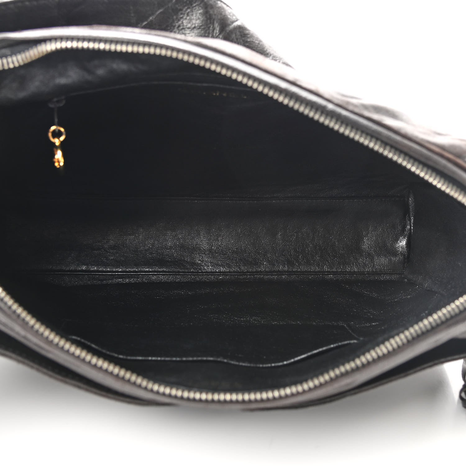 Chanel Lambskin Chevron Quilted Tassel Camera Case Brown 4 of 10