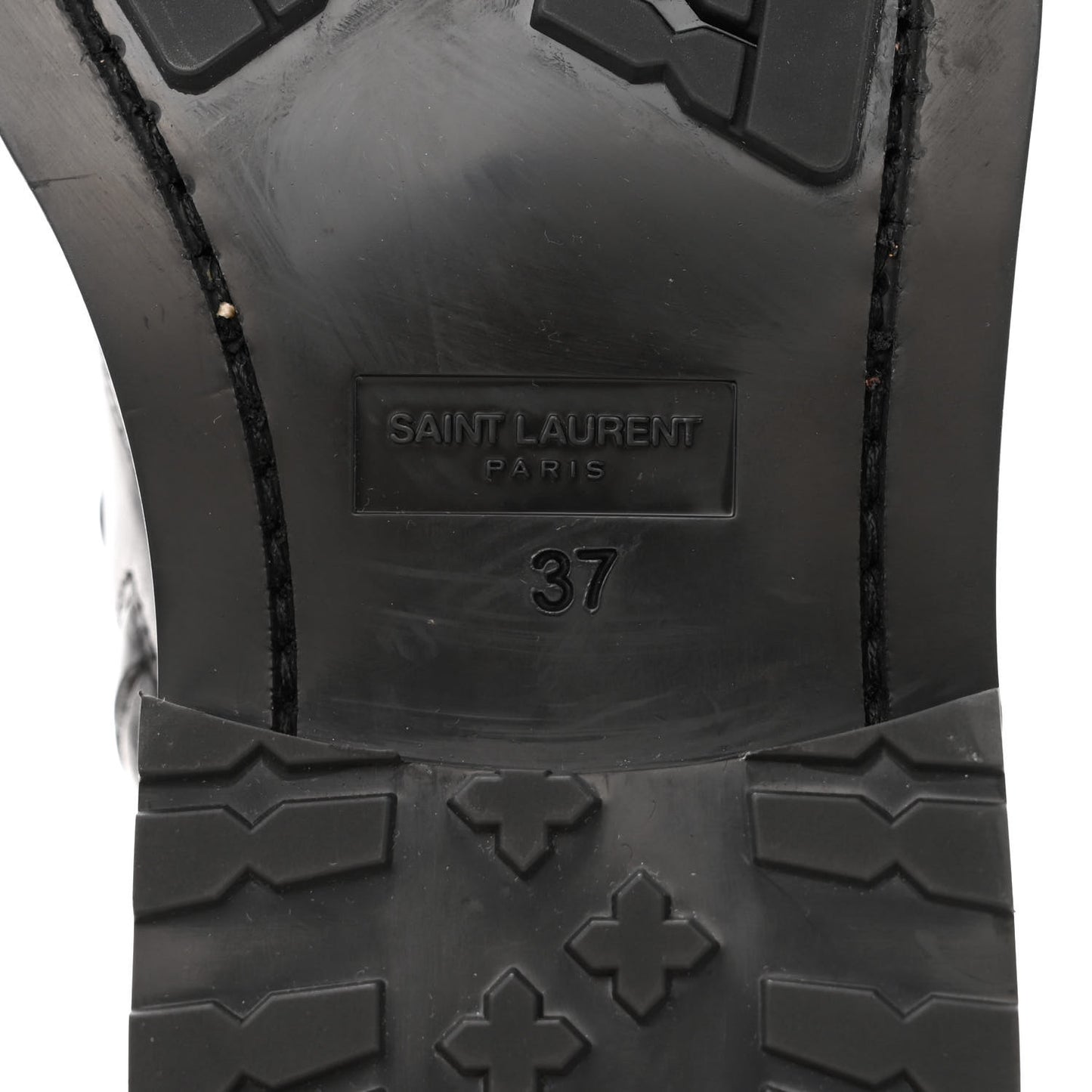 Kangaroo Calfskin Embossed Army 20 Strap Boots 37 Black