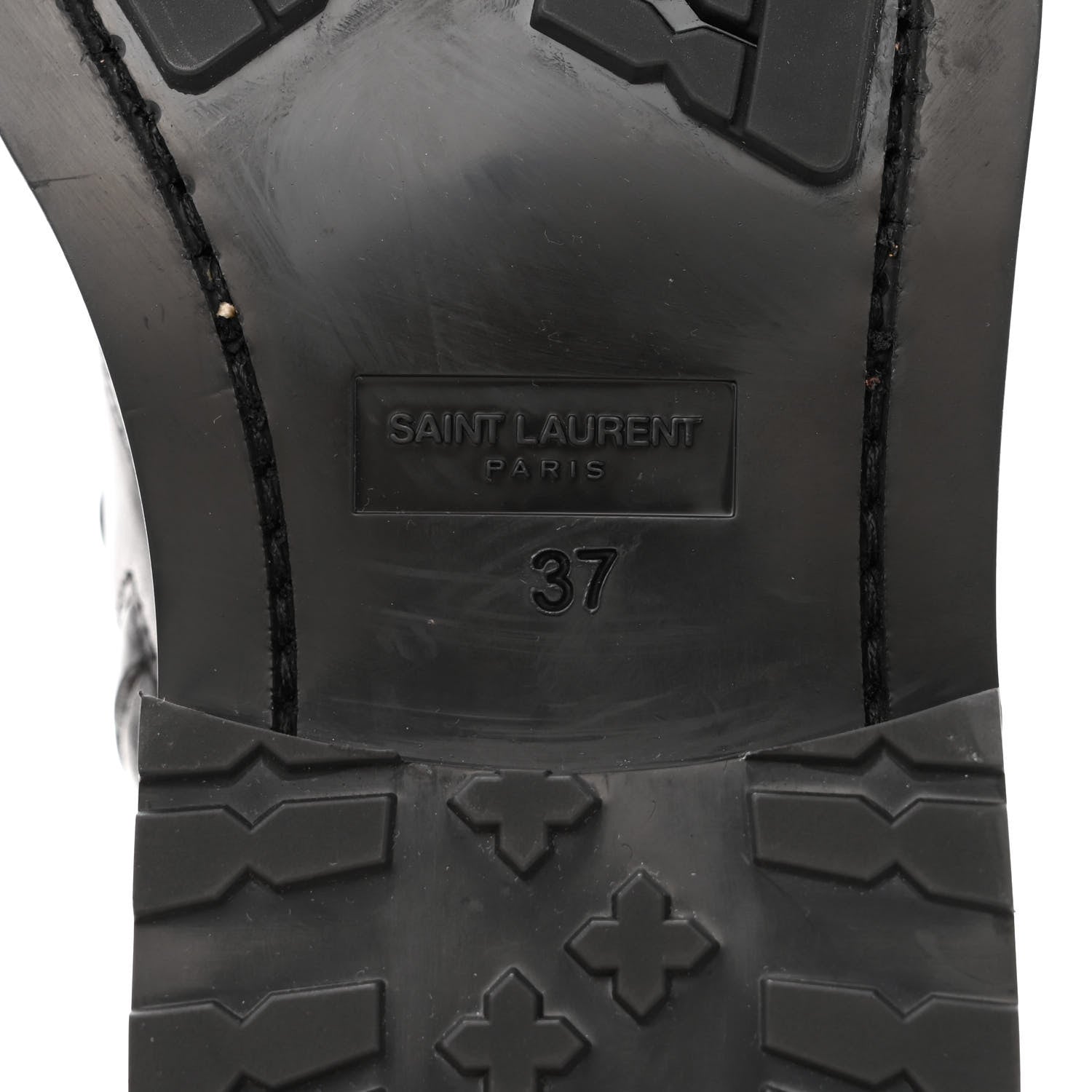 Saint Laurent Kangaroo Calfskin Embossed Army 20 Strap Boots 37 Black 8 of 9
