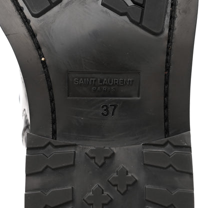 Saint Laurent Kangaroo Calfskin Embossed Army 20 Strap Boots 37 Black 8 of 9