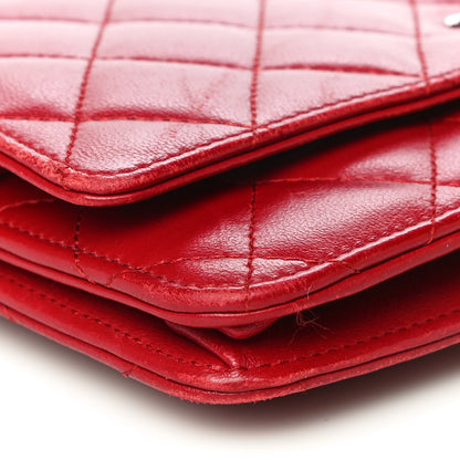 Chanel Lambskin Quilted Wallet on Chain WOC Red 10 of 22