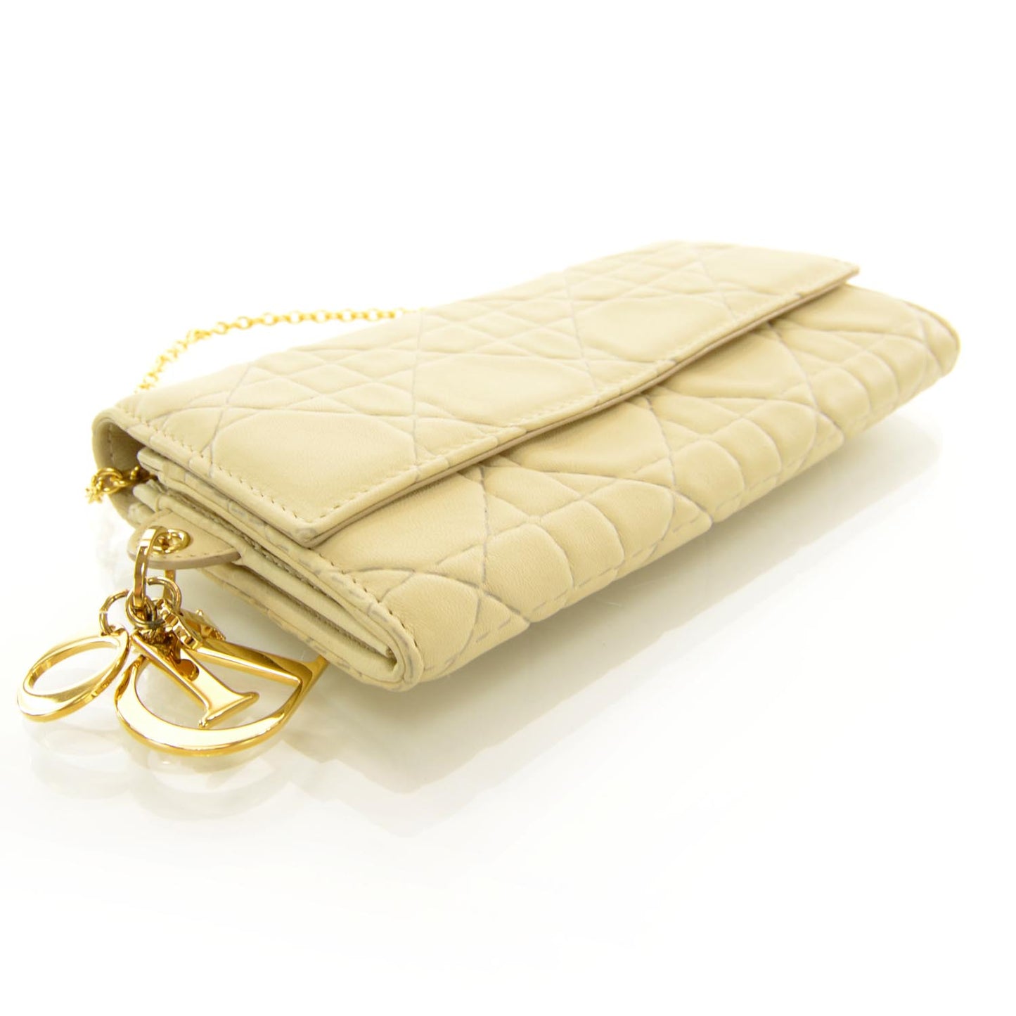 Lambskin Cannage Rendezvous Chain Wallet Beige