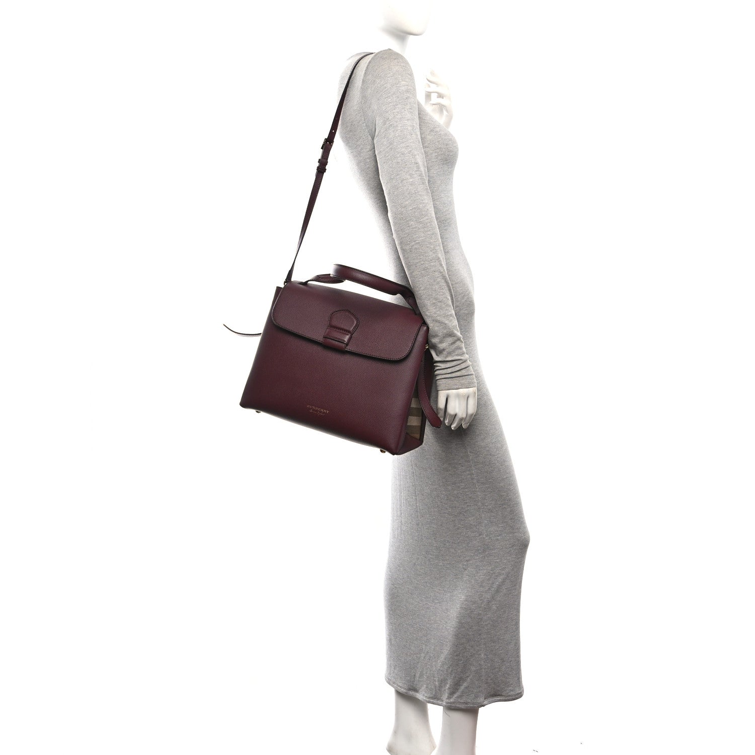 Burberry Derby Calfskin House Check Medium Camberley Mahogany Red 2 of 9