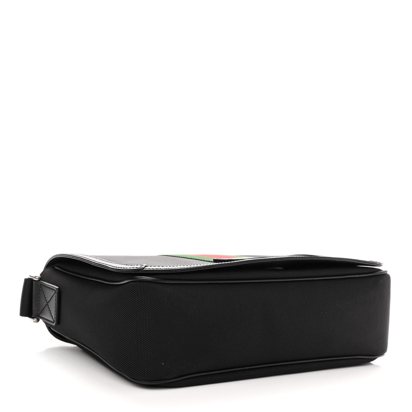 Techno Canvas Web Flap Messenger Bag Black