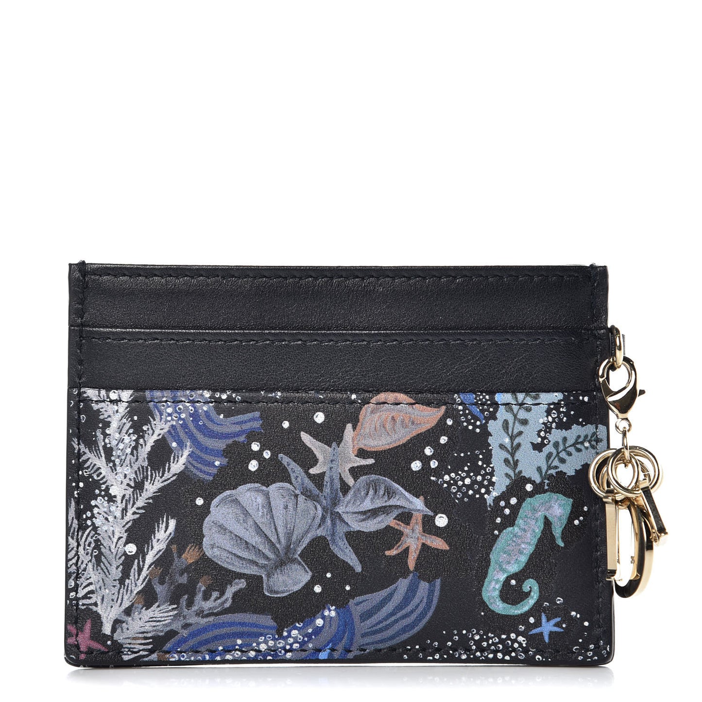 Calfskin Printed Nature Ballet Lady Dior Card Holder Blue