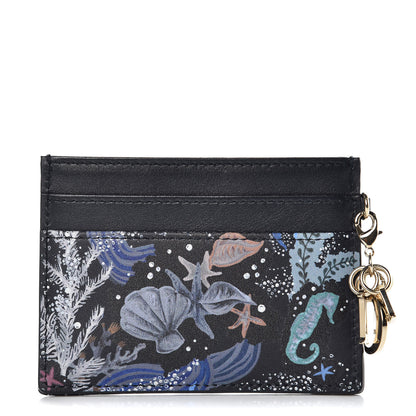 Christian Dior Calfskin Printed Nature Ballet Lady Dior Card Holder Blue 1 of 8