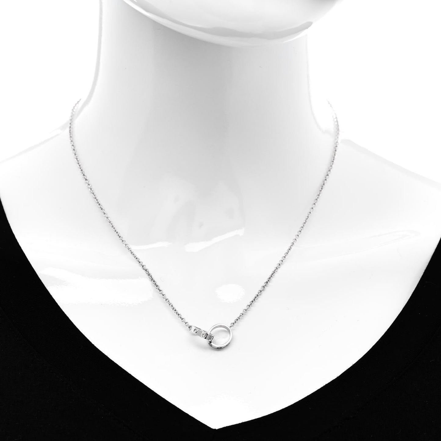 18K White Gold Interlocking LOVE Necklace