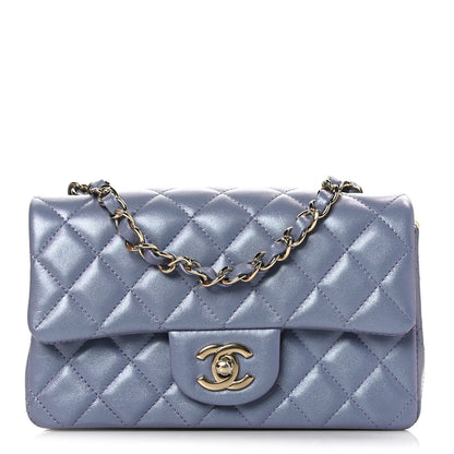 Chanel Iridescent Lambskin Quilted Mini Rectangular Flap Light Purple 1 of 8