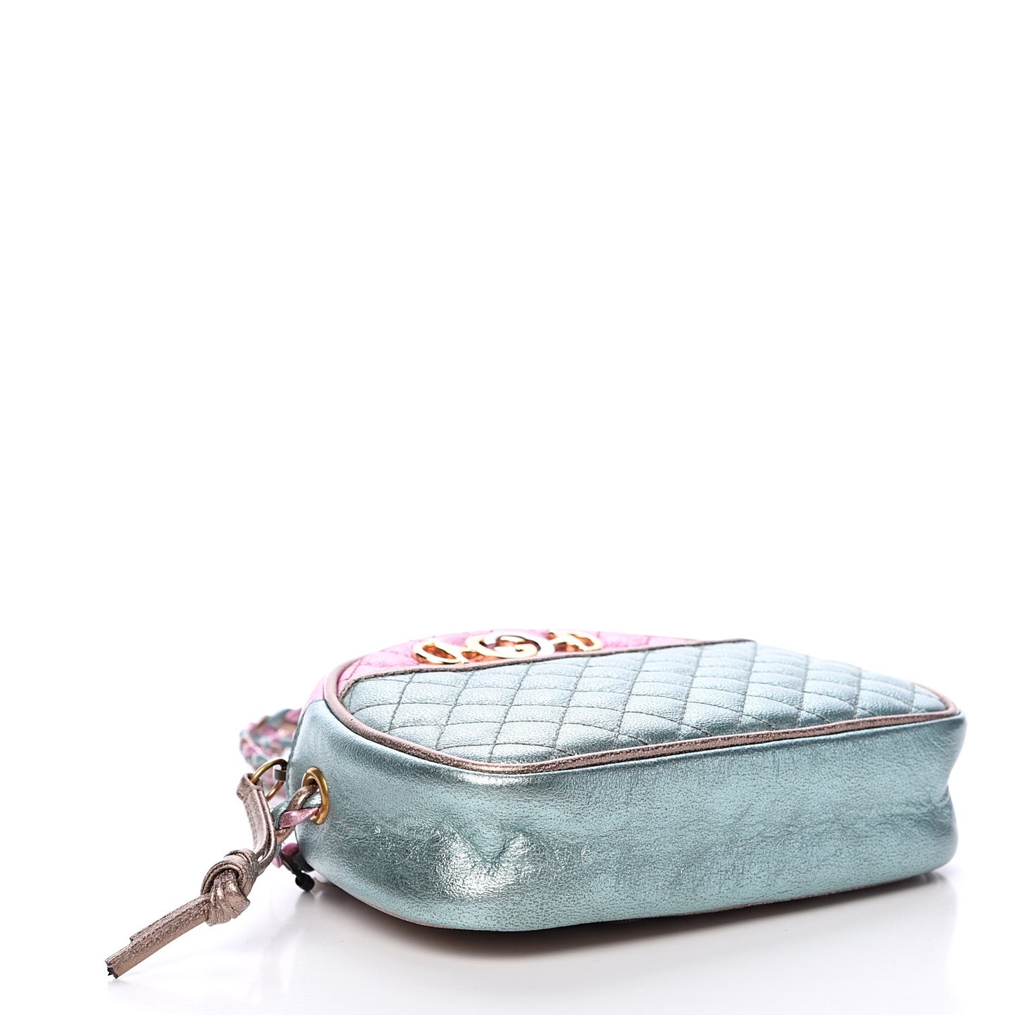 Laminated Nappa Trapuntata Mini Zumi Dome Shoulder Bag Rosa Lago Rame