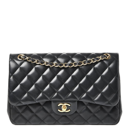 Chanel Lambskin Quilted Jumbo Double Flap Black 1 of 8