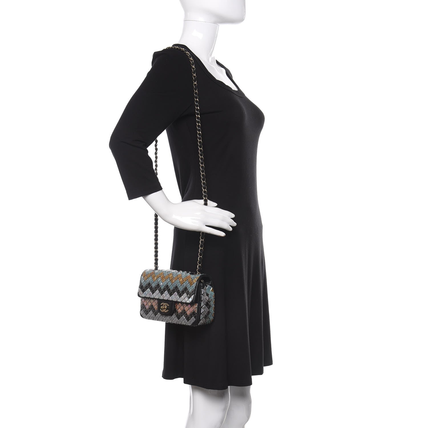 Chanel Lambskin Mosaic Small Flap Black Gold Light Blue 2 of 9