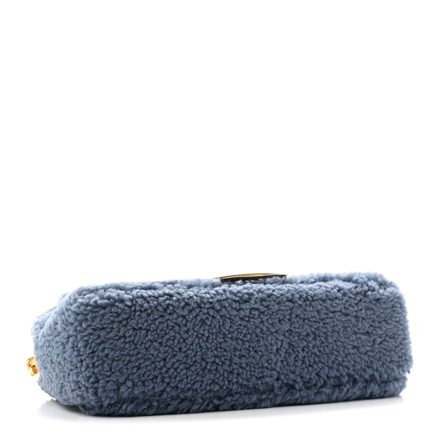 Fendi Shearling Lambskin FF Midi Chain Baguette Mirto 4 of 11