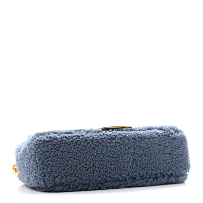 Fendi Shearling Lambskin FF Midi Chain Baguette Mirto 4 of 11