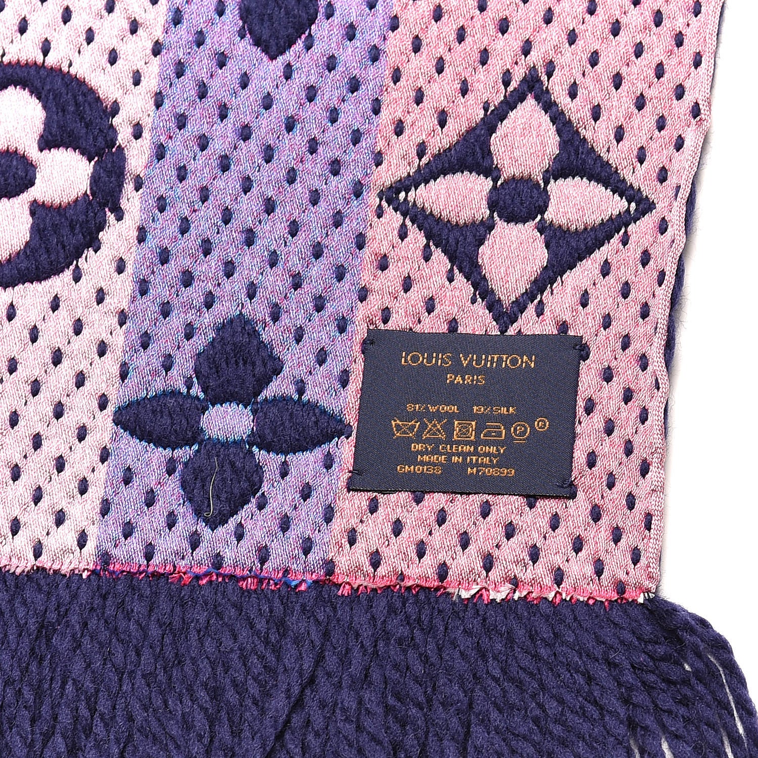 Louis Vuitton Wool Silk Rainbow Logomania Scarf Navy 4 of 4