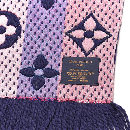 Louis Vuitton Wool Silk Rainbow Logomania Scarf Navy 4 of 4