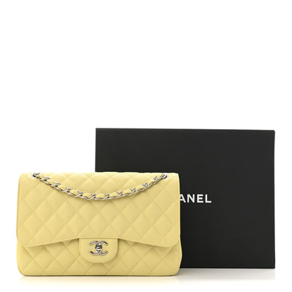 Chanel Caviar Quilted Jumbo Double Flap Yellow 13 of 13