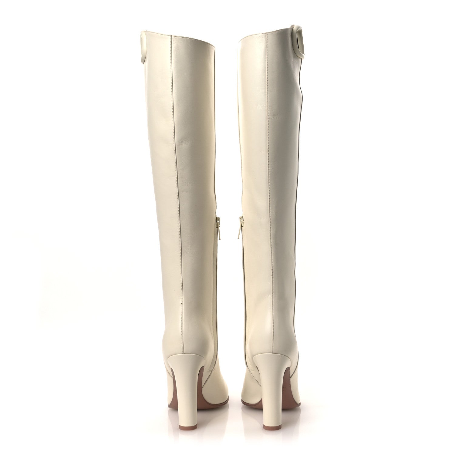 Valentino Garavani Calfskin Vlogo Knee High 105mm Boots 37 Ivory 6 of 12