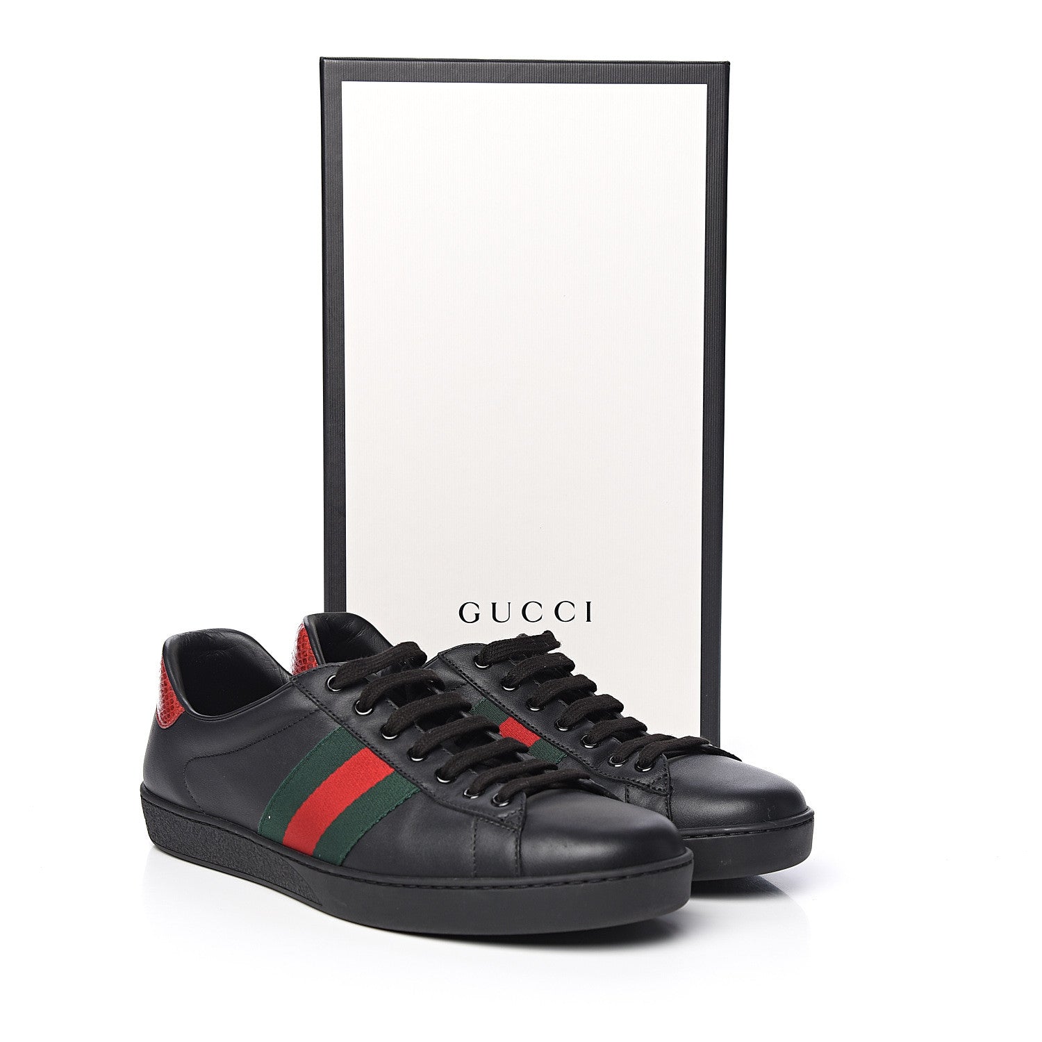 Gucci Miro Soft Calfskin Ayers Web Mens Ace Sneakers 9 Black Rosso 9 of 9