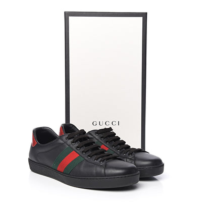 Gucci Miro Soft Calfskin Ayers Web Mens Ace Sneakers 9 Black Rosso 9 of 9