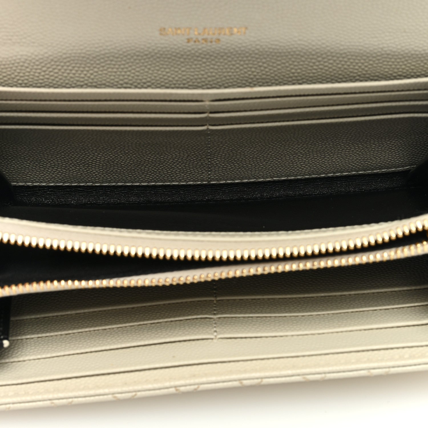Saint Laurent Grain De Poudre Mixed Matelasse Triquilt Large Monogram Wallet Beige 5 of 8