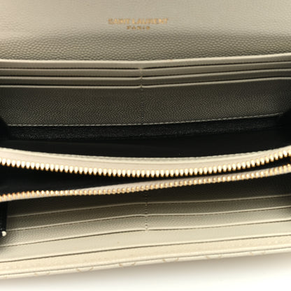 Saint Laurent Grain De Poudre Mixed Matelasse Triquilt Large Monogram Wallet Beige 5 of 8