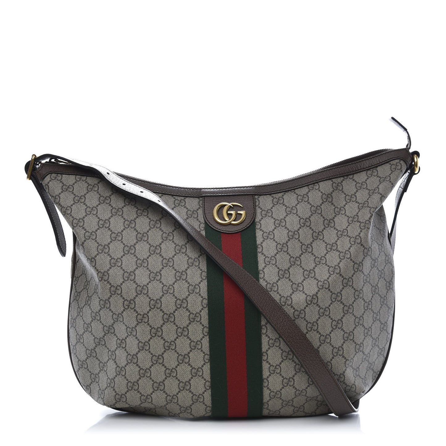 GG Supreme Monogram Web Ophidia Half Moon Hobo Brown