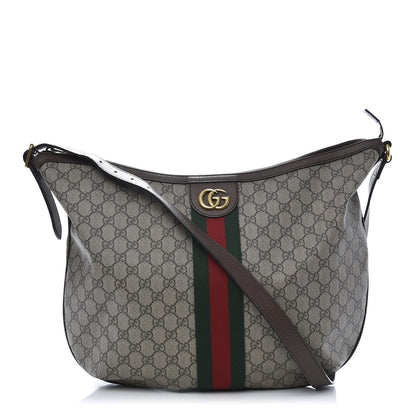 Gucci GG Supreme Monogram Web Ophidia Half Moon Hobo Brown 1 of 11
