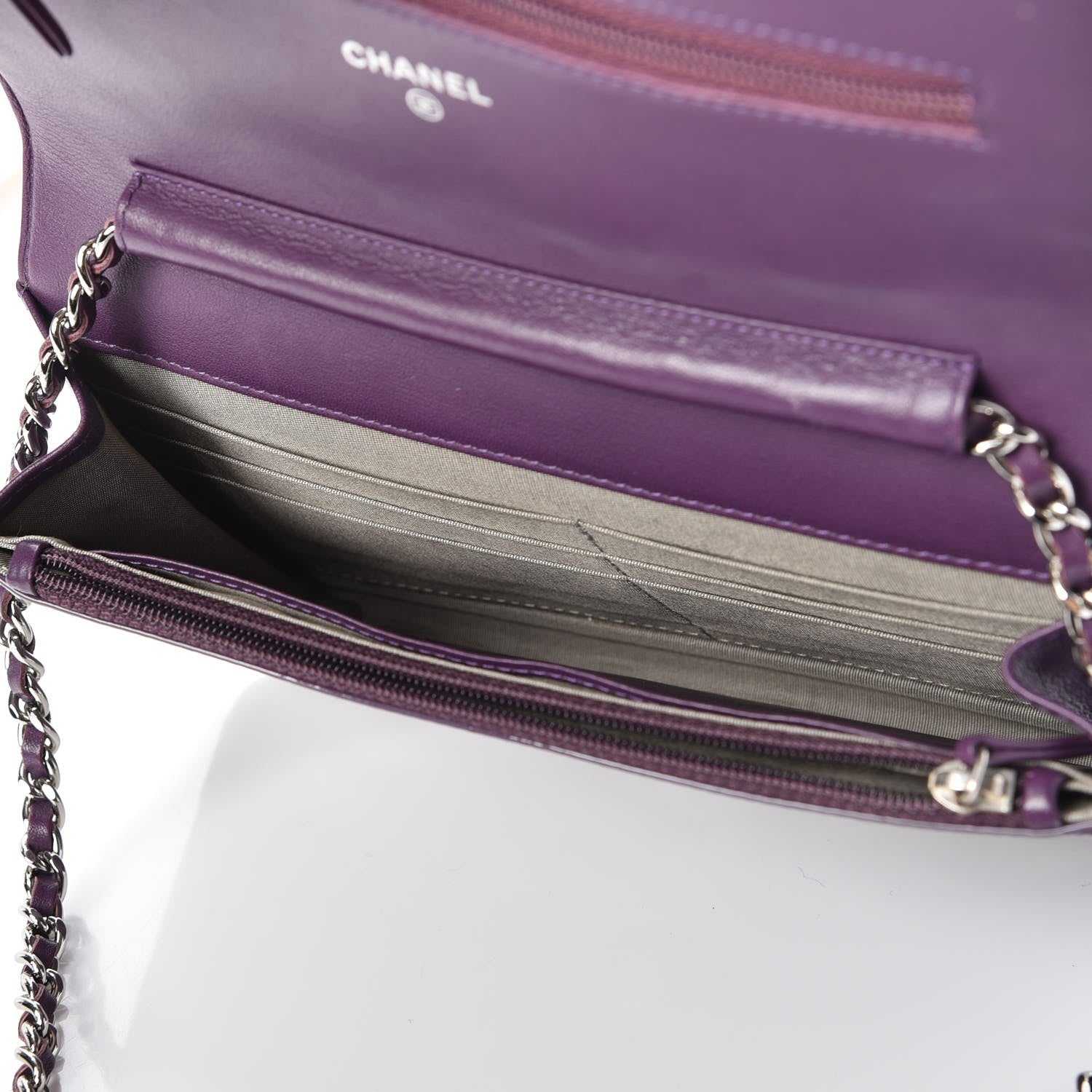Chanel Patent Quilted Brilliant Wallet On Chain WOC Violet 5 of 9
