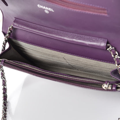 Chanel Patent Quilted Brilliant Wallet On Chain WOC Violet 5 of 9