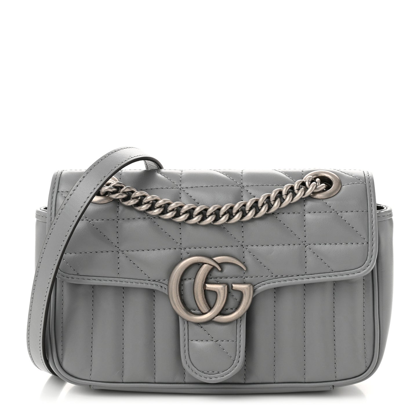 Calfskin Matelasse Aria Mini GG Marmont Shoulder Bag Deep Grey