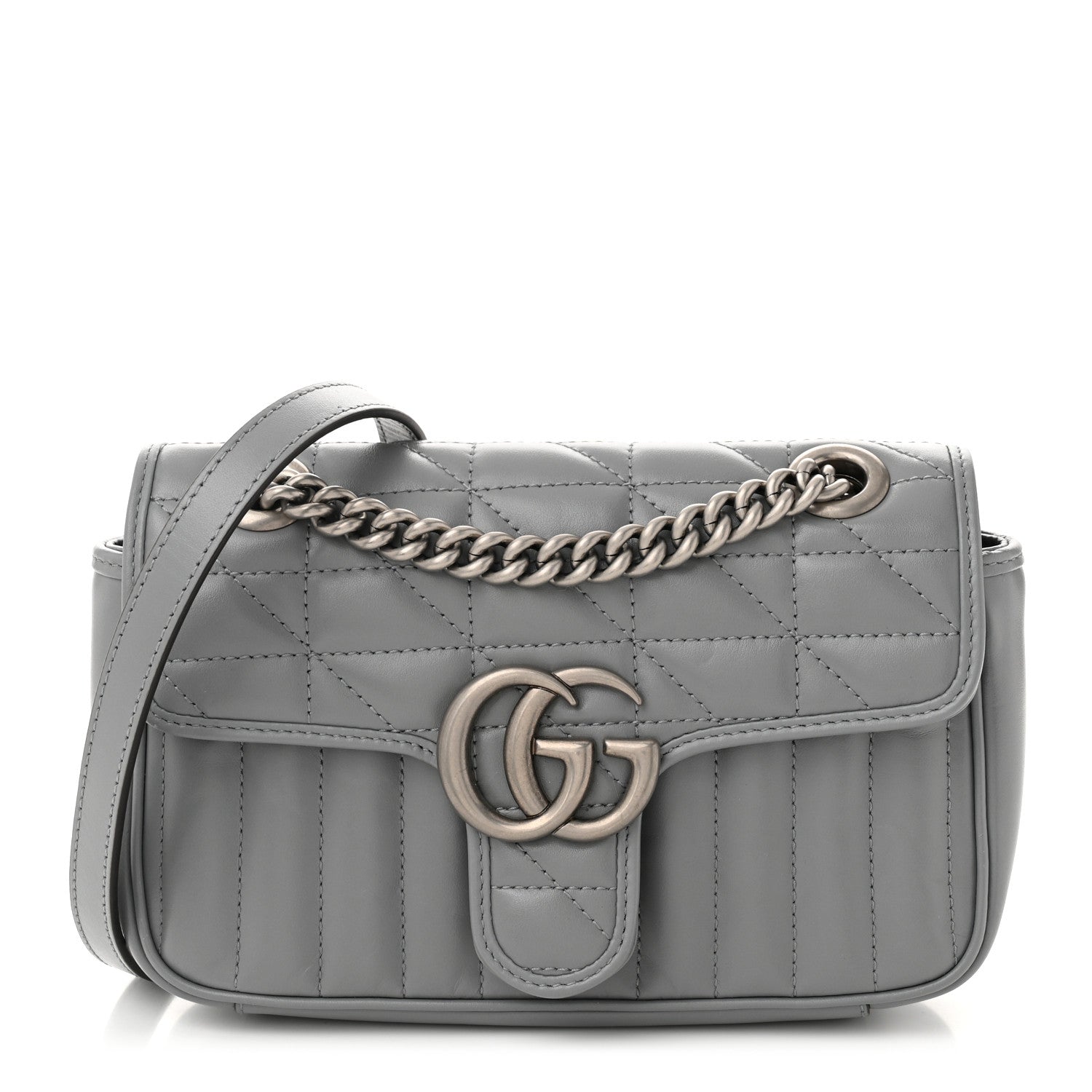 Gucci Calfskin Matelasse Aria Mini GG Marmont Shoulder Bag Deep Grey 1 of 10