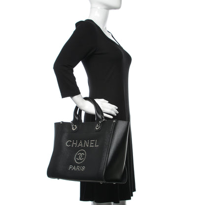 Chanel Caviar Small Studded Deauville Tote Black 3 of 14