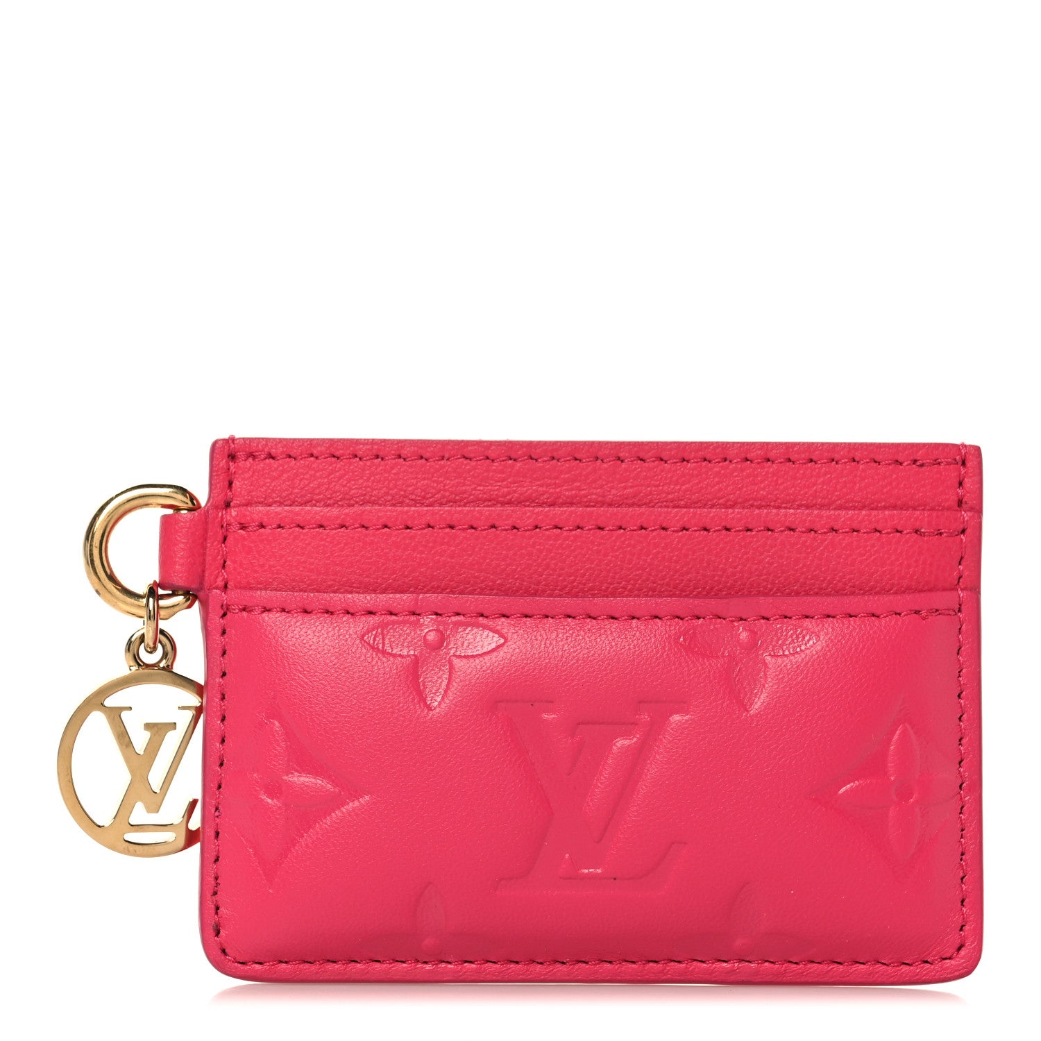 Louis Vuitton Lambskin Embossed Monogram Coussin Card Holder Bougainvillier 1 of 7